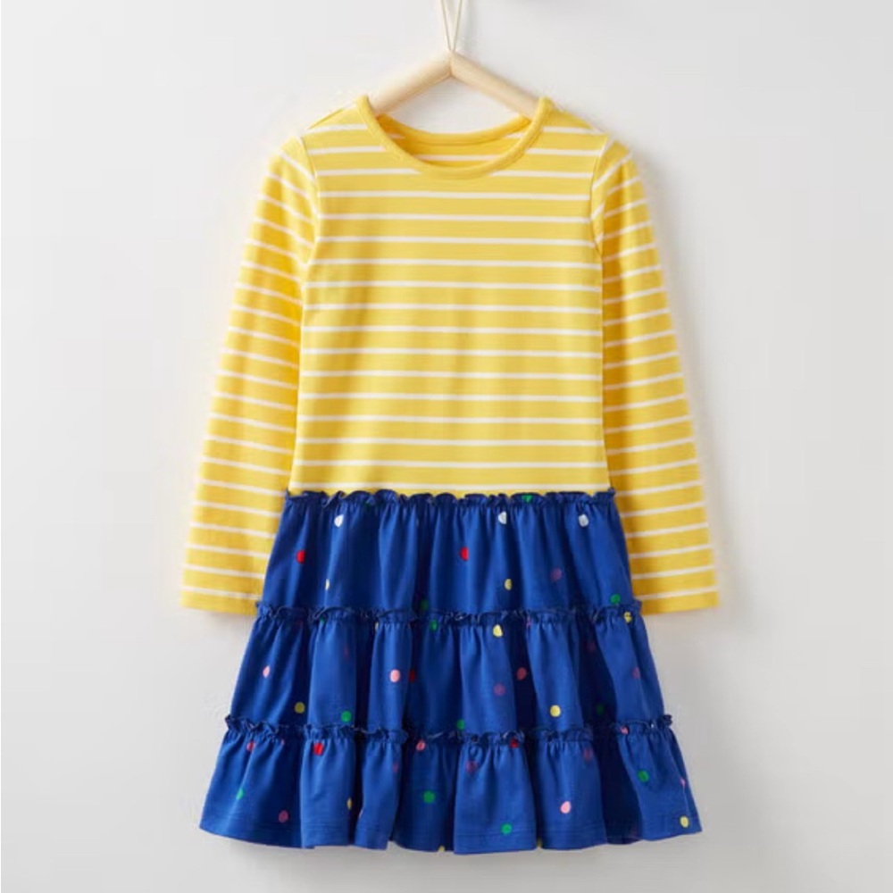 Hanna Andersson Yellow and Blue Striped Kids Dress